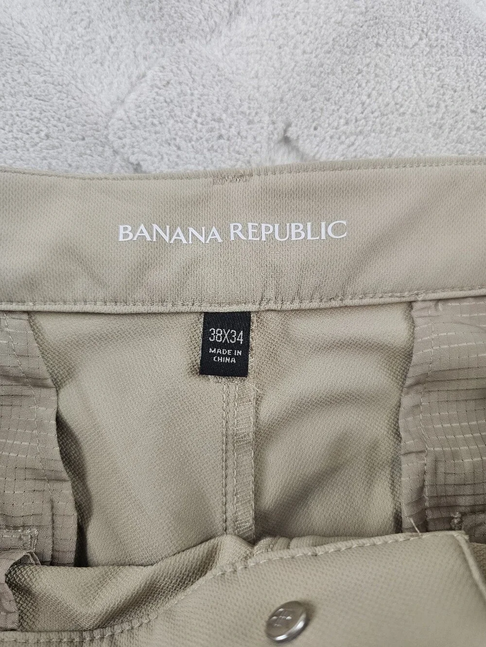 Banana Republic Traveler Pant Mens 38x34 Chino Tech Flat Front Beige